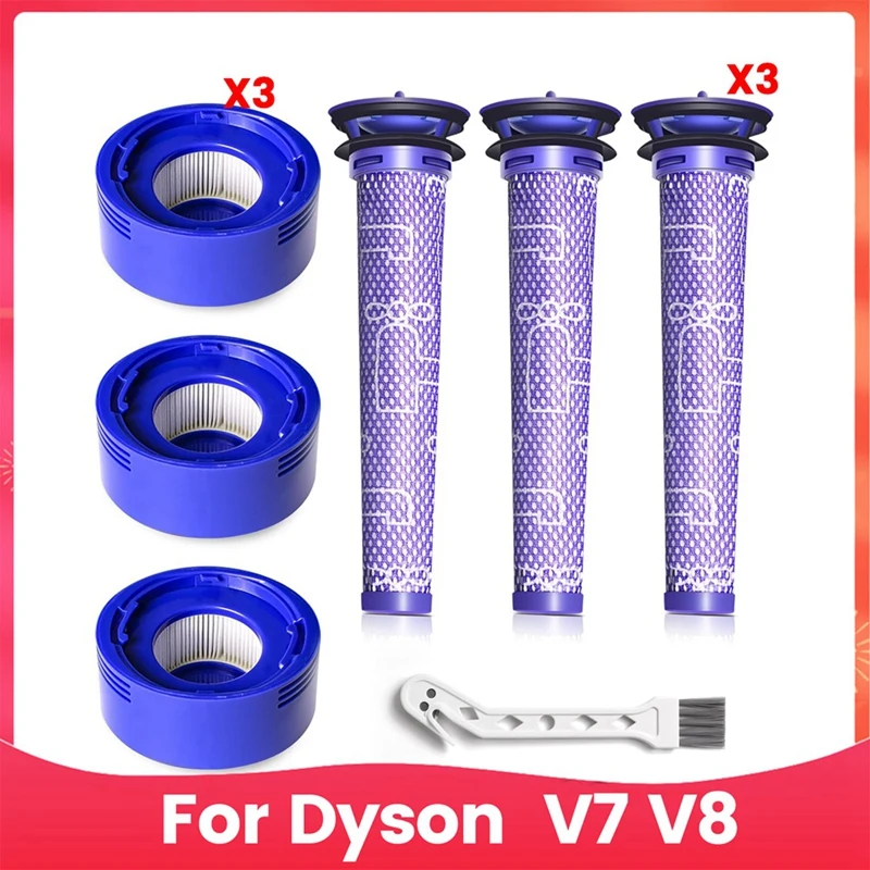 Zestaw filtrów wymiennych M14K-6 do Dyson V7 V8, 3 filtry wstępne i 3 filtry końcowe, zastępuje nr części. 965661 -01 & 967478 -01
