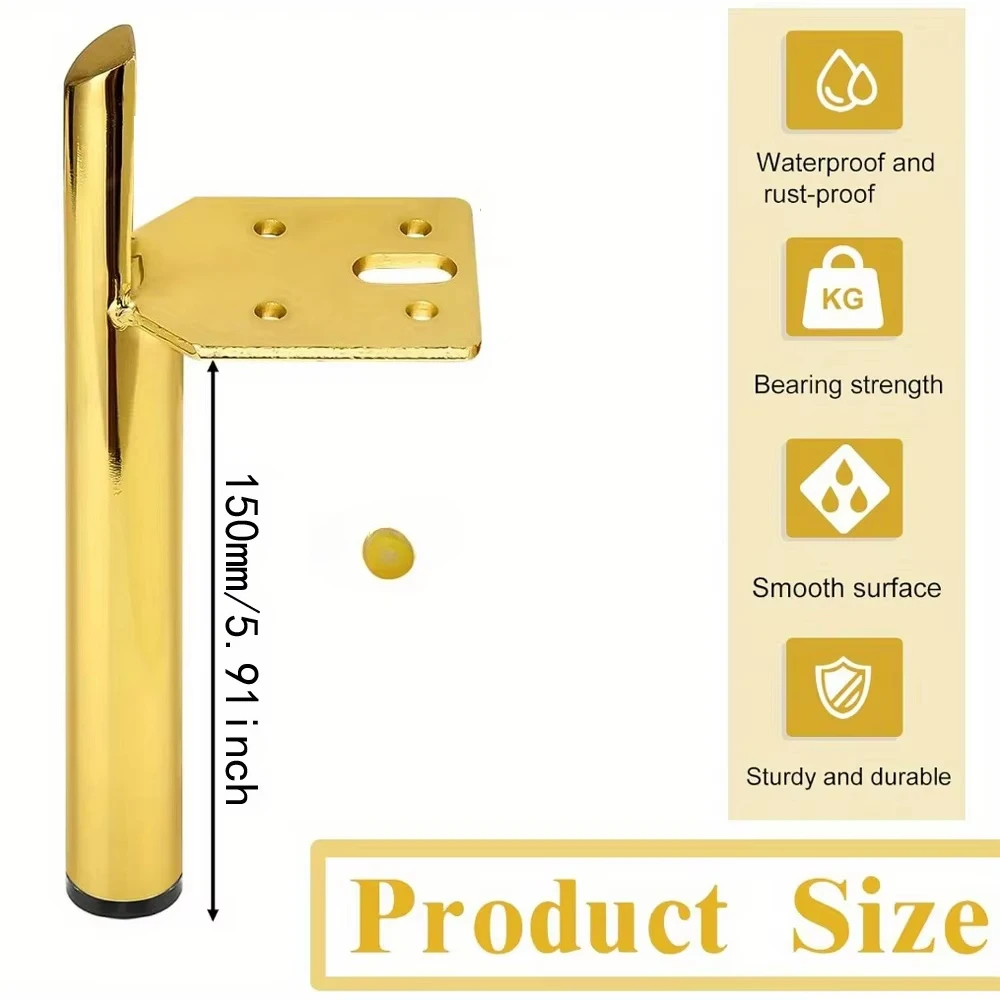 4PCS 15CM Metal Furniture Leg Replacement Support Feet DIY for Table Sofa Vanity TV Stand Cabinet