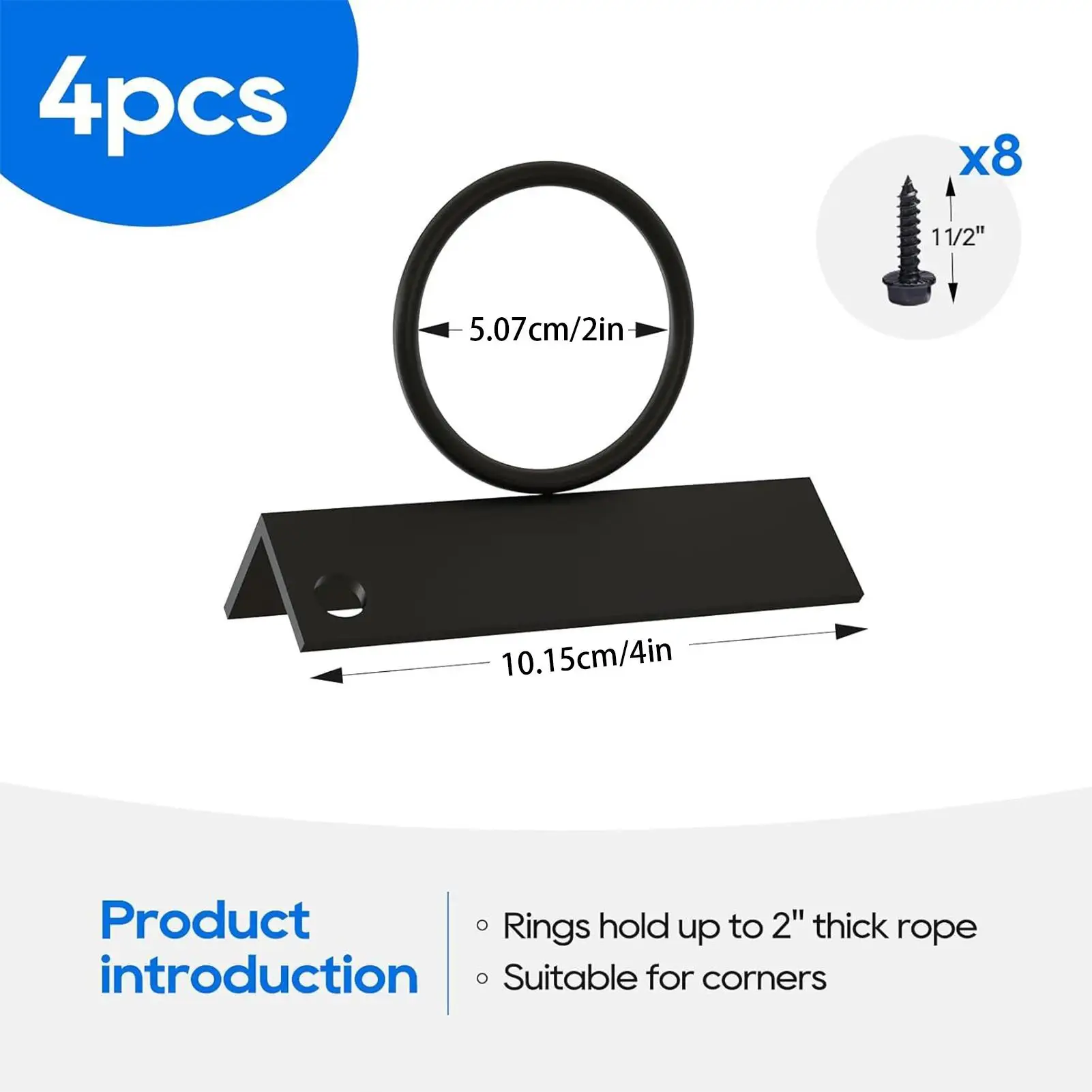 Drop Ring Rope Brackets Drop Ring Bracket Support Holder Sturdy Wall Mount Hanger Easy Installation Hardware For Decks Railing