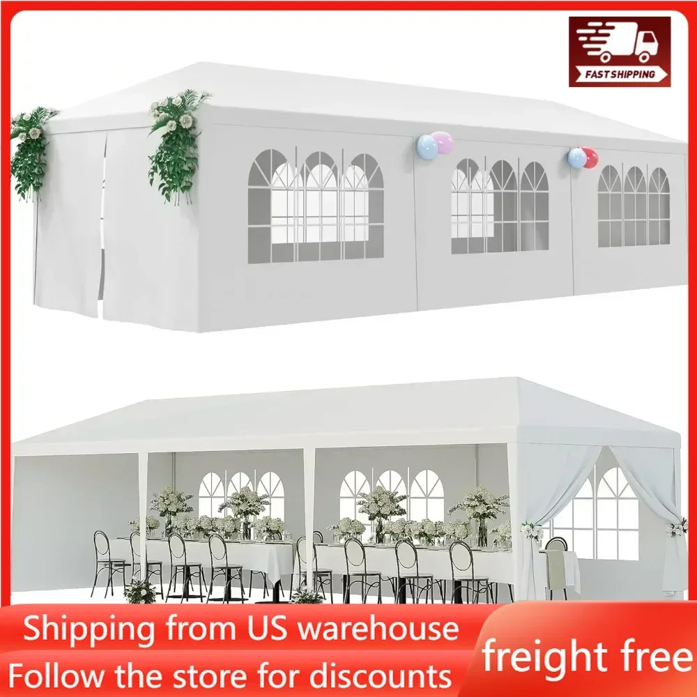 10'x30' Outdoor Canopy Tent Patio Camping Gazebo Shelter Pavilion Cater Party Wedding BBQ Events Tent W/Removable Sidewalls.