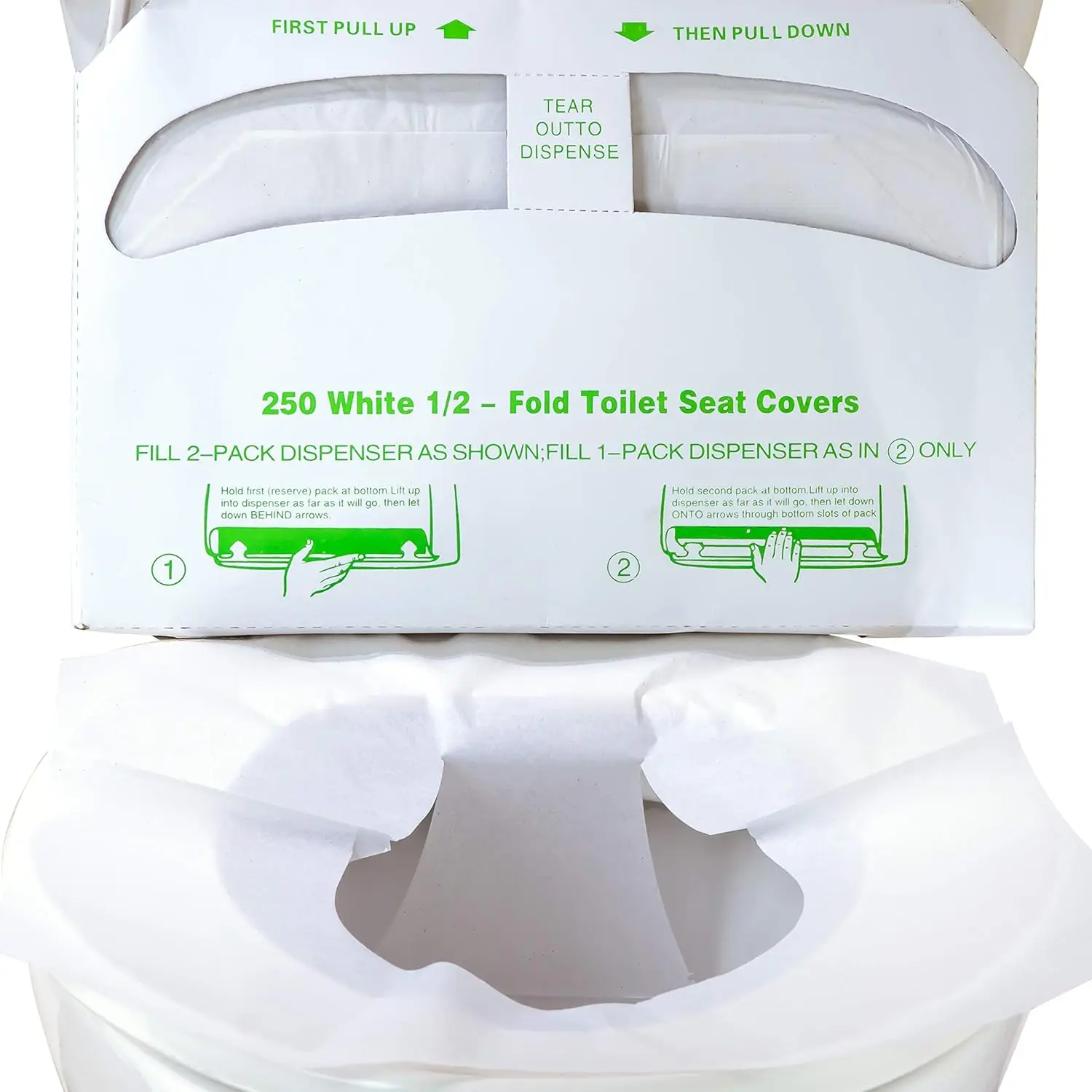 

Biodegradable Half-Fold Toilet Seat Covers 250 Pack for Commercial Home Travel