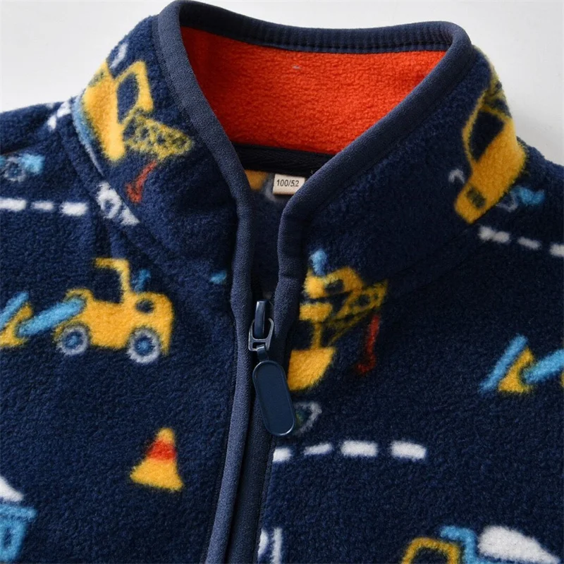 New Spring Autumn Child Kid Clothes Baby Boys Engineering Car Jackets Outwear Polar Fleece Soft Warm