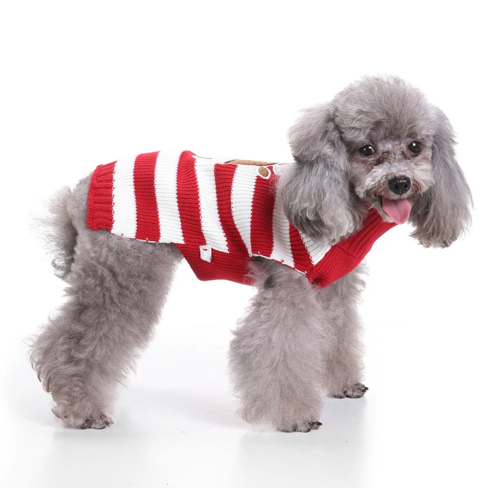 

Christmas Pet Sweater Dog Winter Clothes Puppy Knitted Coat Festive Turtleneck Warm Stretchable Material Photos Christmas Gift