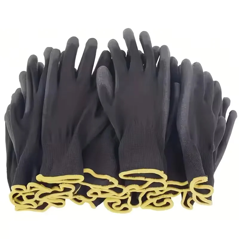 

2/6Pairs Safety Work Gloves PU Coated Seamless Knit Gloves with Smooth Grip for Men Women Construction Mechanic Warehouse Gloves