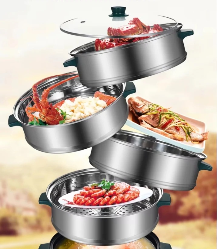 Electric Multilayer Steamer 220V Large Capacity 3/4/5 Layers Home Food Steamer with Timer LYH