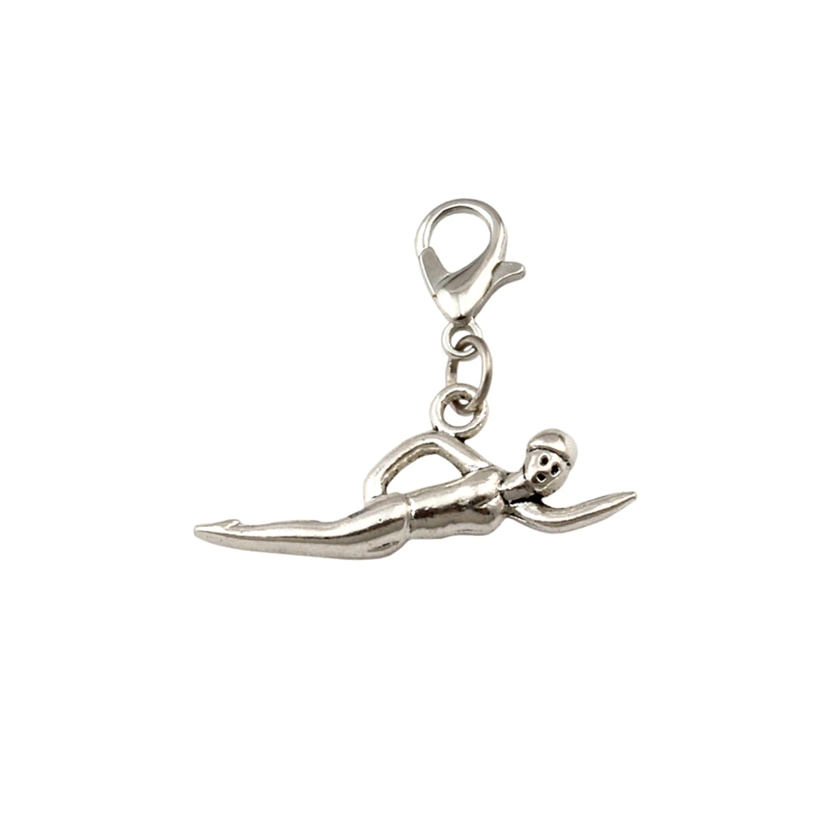 15Pcs  Alloy Swimmer Sporter Floating Lobster Clasps Charm For Jewelry Making 29.5x26mm A415a