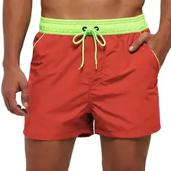 Men Summer Swim Shorts Swimwear Trunks Swimsuits Quickly Dry Surf Beach Board Elastic Waist Swim Pants Surffing Shorts with Mesh