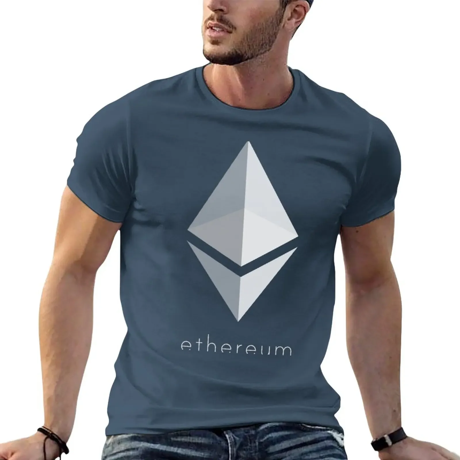 

grey ethereum, bitcoin,Crypto, currencies, btc, T-Shirt cute clothes kawaii clothes plus sizes T-shirt men