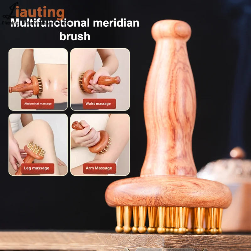 

Portable Brass Wooden Gua Sha Massage Tool Head Neck Leg Body Meridian Massager Lymphatic Muscle Relief Pain Deep Tissue Massage