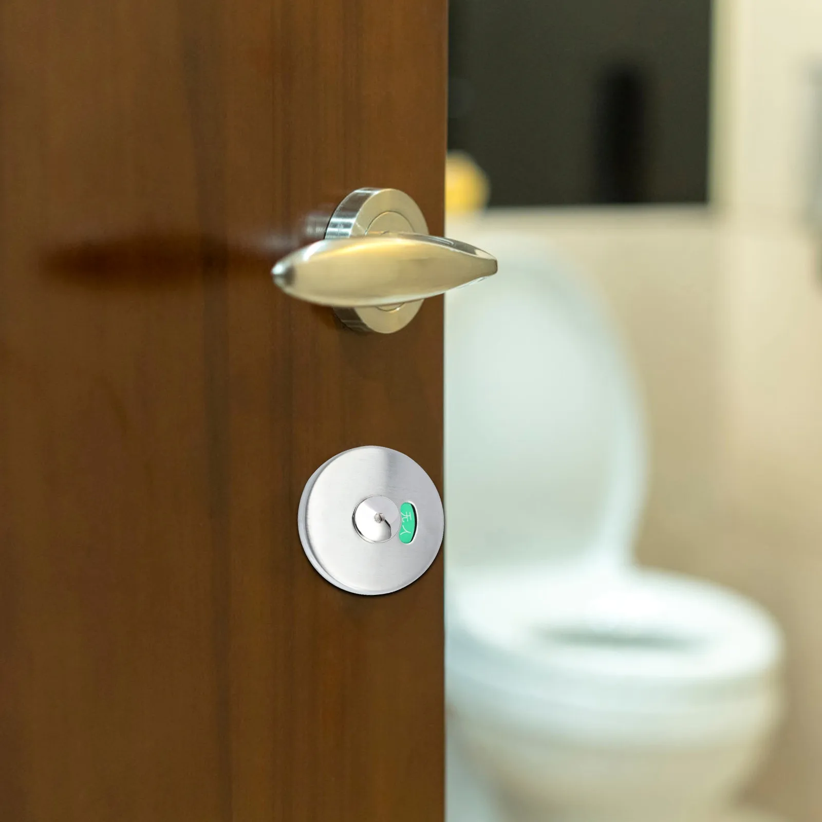 Metal Red Green Indicator Door Lock for Public Toilets Stainless Steel Toilet Privacy Lock Vacant Engaged Signage Airport