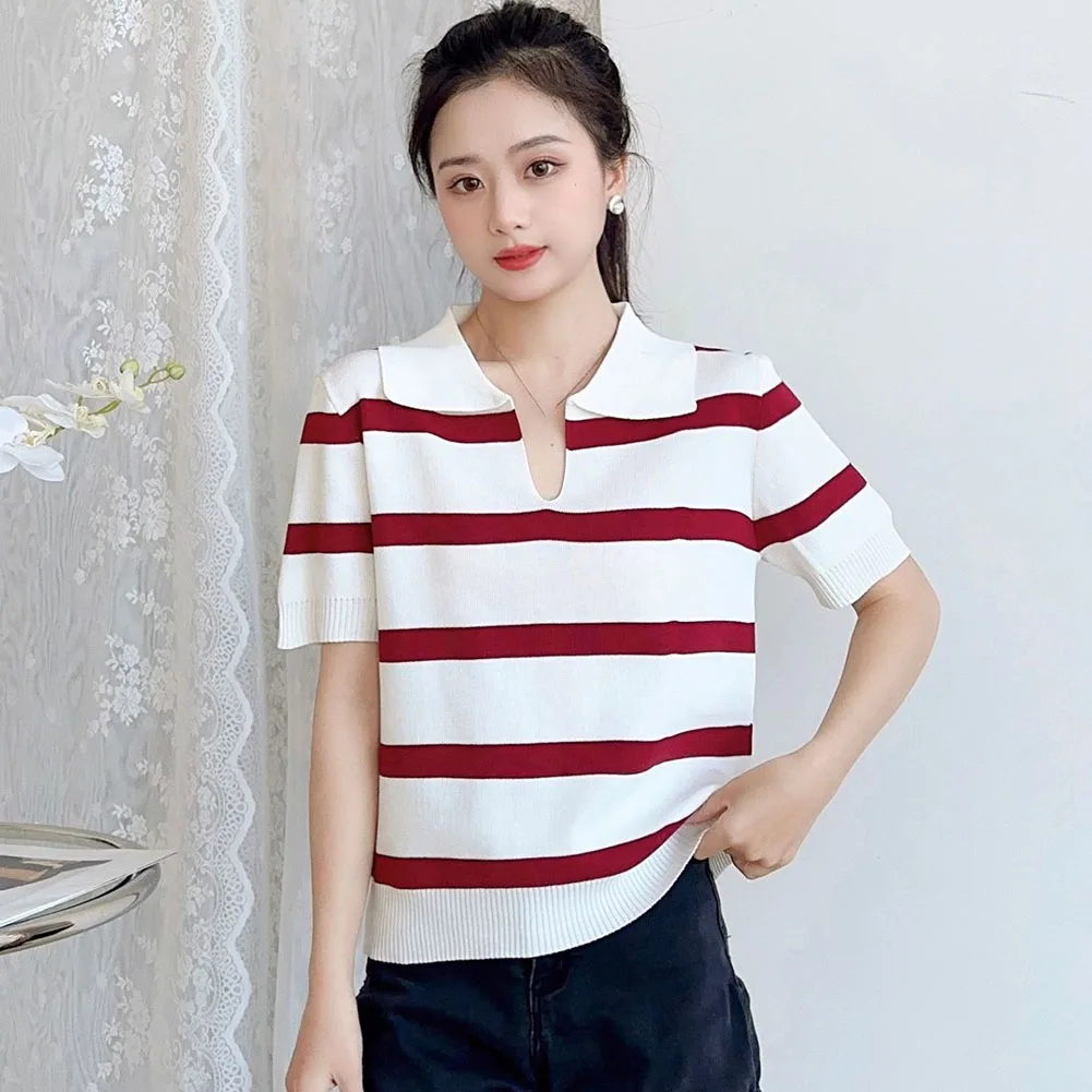 

Casual Wear Short Sleeve Top Casual Spring Summer Top Women Clothing Casual Sweater Moderate Elasticity Nylon Fabric