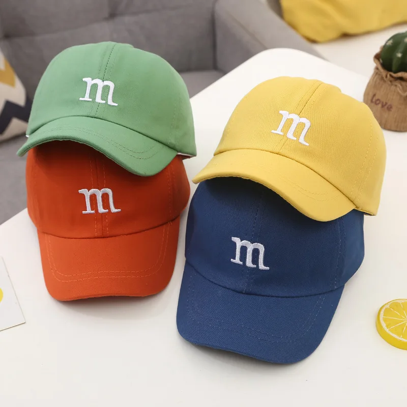 아기 야구 모자 글자 자수 어린이 피크 모자, 소년 소녀 단색 어린이 조절 가능한 태양 모자 Gorras, 여름 신상