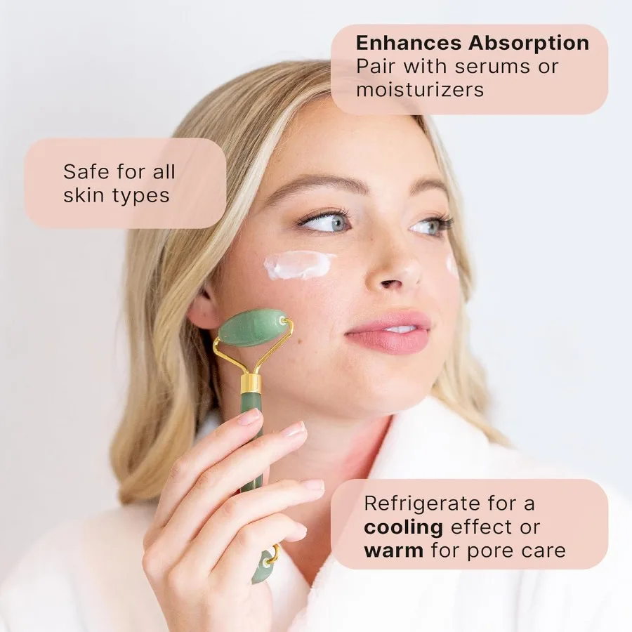 Jade Roller สําหรับใบหน้า Smoothes Fine Lines ริ้วรอย Face Massager Skin Care เครื่องมือขนาดเล็ก Eye Roller สําหรับ Puffy Eyes DePuffing