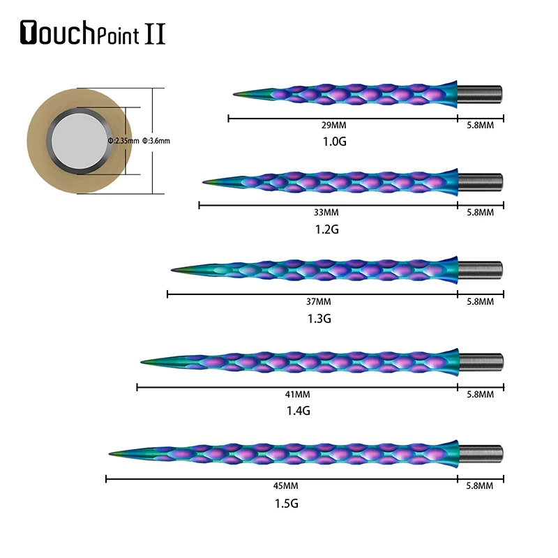 3PCS CUESOUL TOUCH POINT II  Steel Dart Tip Replacement Dart Pin Steel Points, Collar Design ,Titanium Coated