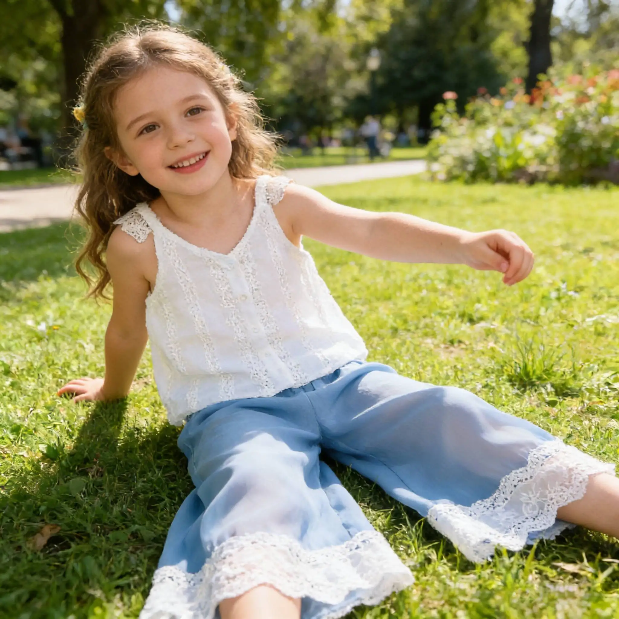Summer Girls Sets Solid Color Sleeveless O-Neck Top + Pants 2 Pcs Set Daily Casual Children top and bottom sets Clothing