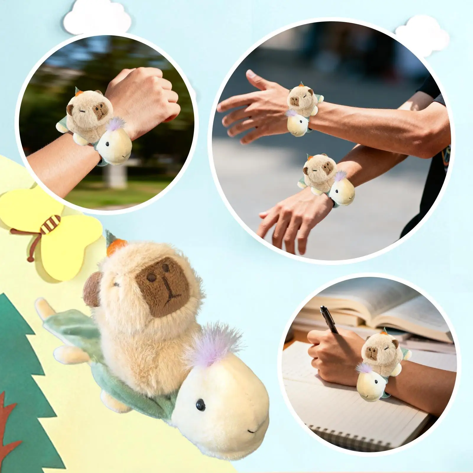 Capivara pulseira capivara brinquedos de pelúcia pulseira moda animal tapa pulseira para crianças meninos crianças jovens adolescentes sala de aula