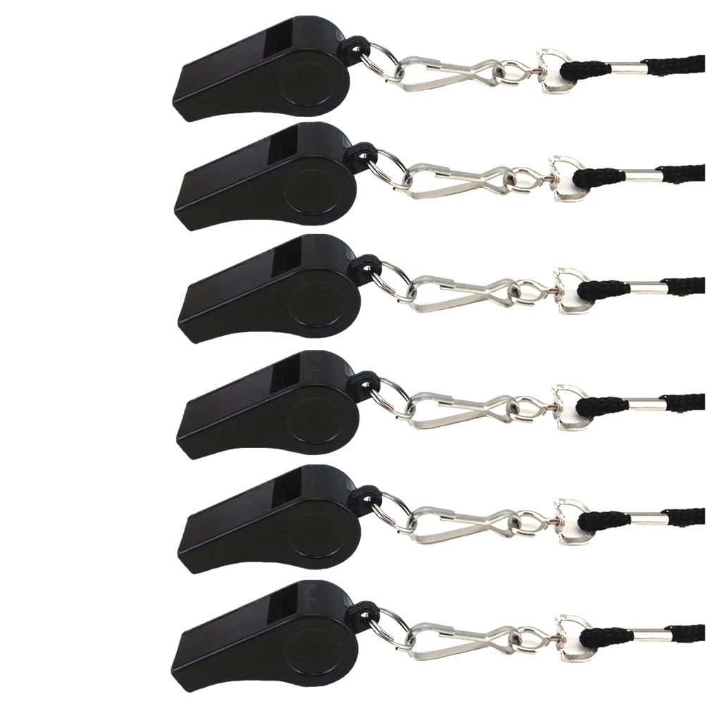 

6 Pcs Lanyard Student Whistle Whistles for Sports Bike Black Referee