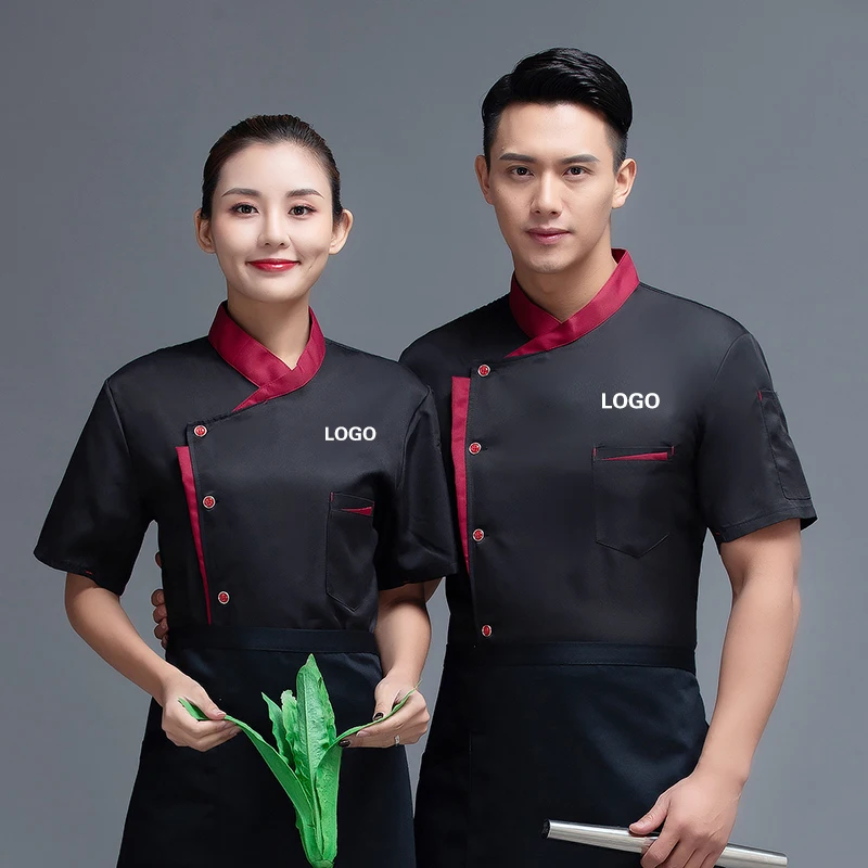 Chef Uniform For Men Women With Logo Restaurante Personalized Cook Clothes Shirt Sleeves Jacket Works Top Design Print Pattern