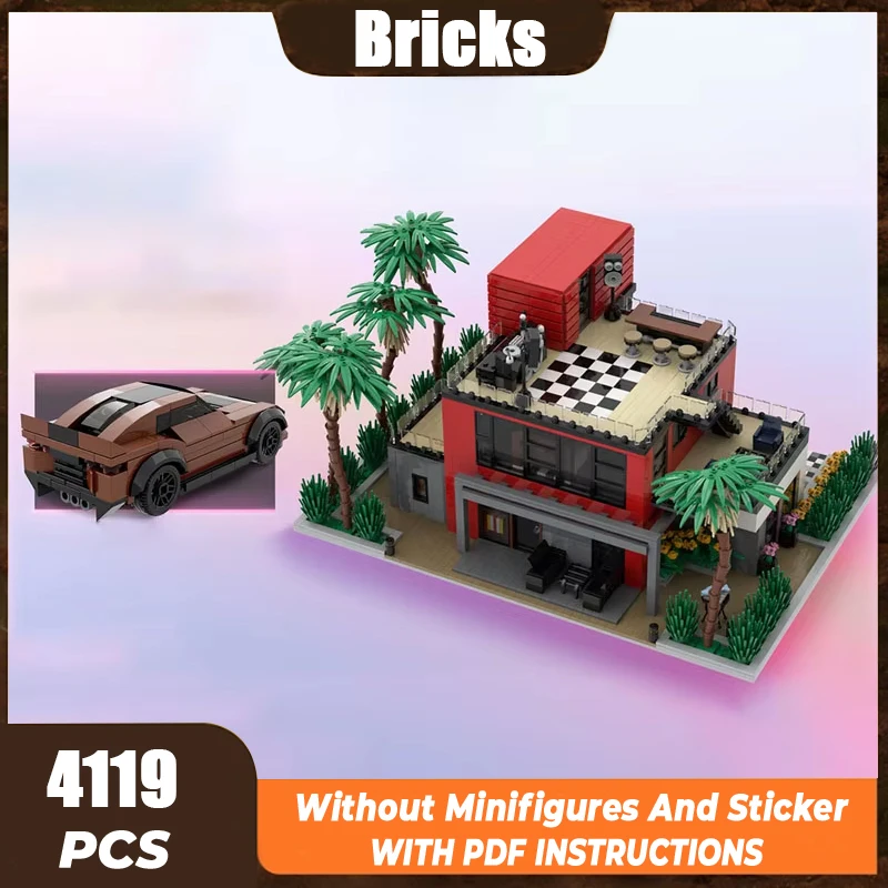 Moc Building Bricks Street View Model Modern Custom House Blocks Toys
