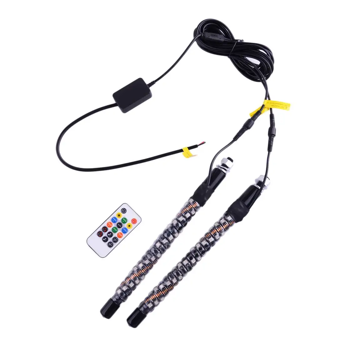 DWCX 2pcs 1FT RGB LED Spiral Whip Light Remote Control Flagpole Antenna Lamp For ATV Off-Road