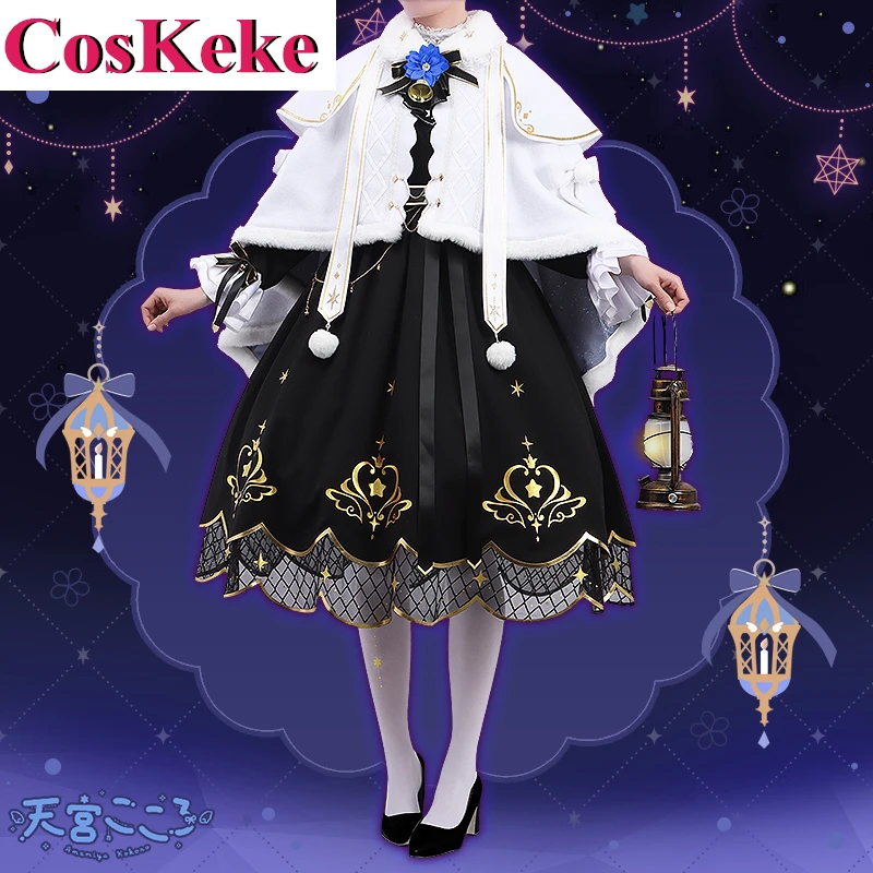 CosKeKe [Customized] Anime Vtuber Nijisanji Amamiya Kokoro Cosplay Costume Gorgrous Christmas Style Dress Role Play Clothing