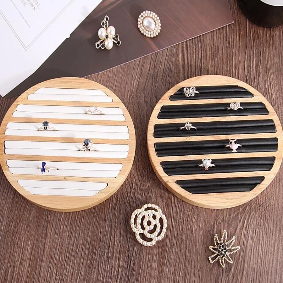 1pc, Ring Earrings Wooden Display Tray Jewelry 100 Ring Earrings Tray Display Tray Counter Storage, Size: Diameter: 5.9in