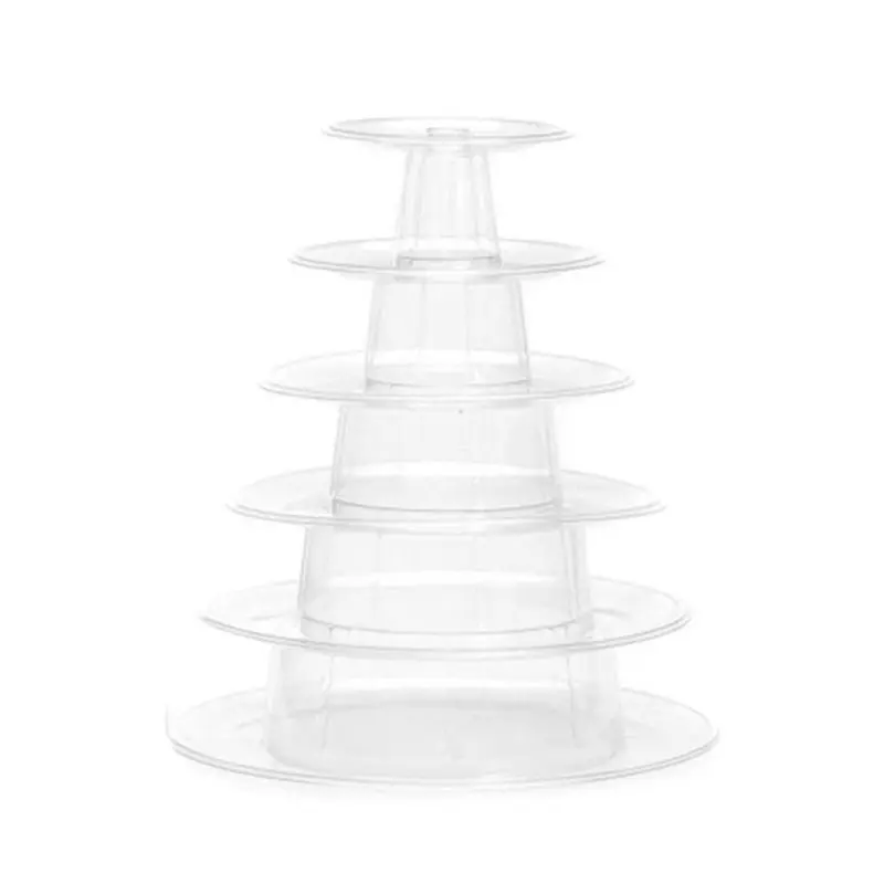 RMWIN-Macaron Display Rack 6 Tiers Round Transparent Plastic Cake Stand Dessert Cupcake Holder Platter Tower