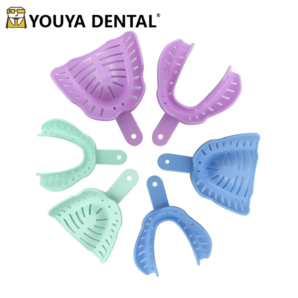 

6pcs Dental Impression Trays Use Tooth Tray Holder Plastic Teeth Holder Lab Dentist Dentistry Accessory Care Tools S/M/L