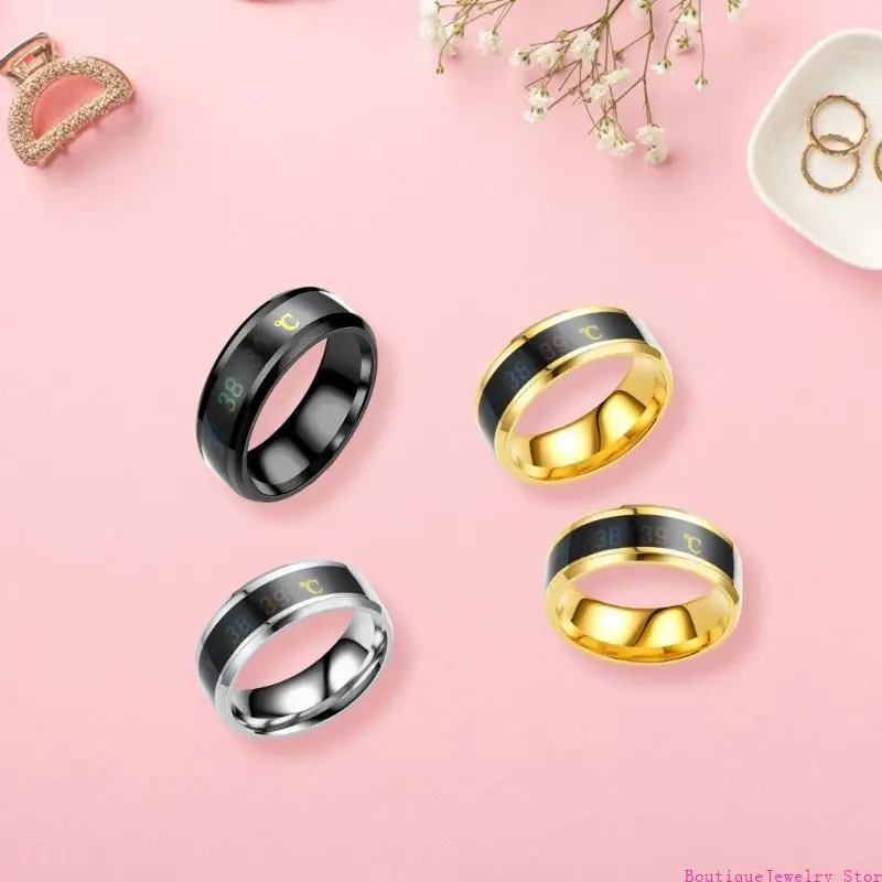 E1PE Elegant Waterproof Jewelry Elegant Finger Ring with Real Time Temperature Monitoring Feature Stylish Wedding Gifts