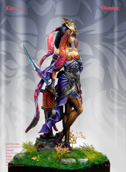 Ratio 75mm (1:24) figura de resina modelo Kit Xian Lu mujer Guerrero sin montar sin pintar estatua en miniatura