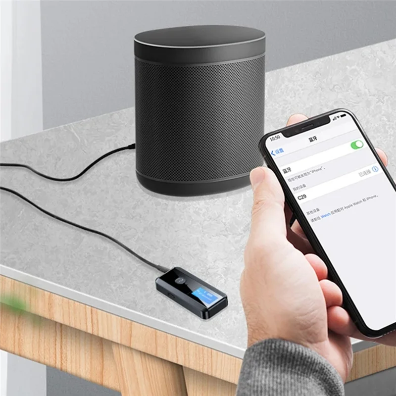 ABSQ-5.0 Audio Transmitter Receiver RX TX Hifi Lossless Sound Quality Wireless Adapter LCD 3.5Mm Aux Jack For TV PC Car