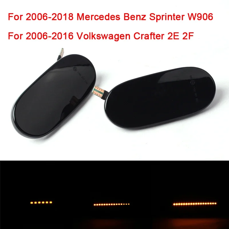 Enquêter de position latéral séquentiel dynamique à LED pour garde-boue avant de voiture, Mercedes Benz Sprinter W906 2006-2018 VW Crafter 2E 2F 2006-2016