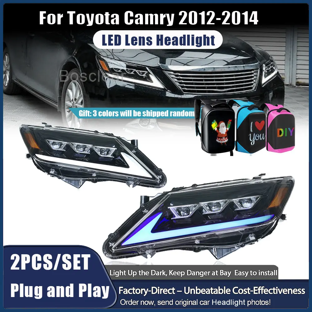 

Комплект из 2 светодиодных фар для Toyota Camry 7-го поколения (2012-2014) в стиле Lexus, с линзами-проекторами, высококачественные аксессуары