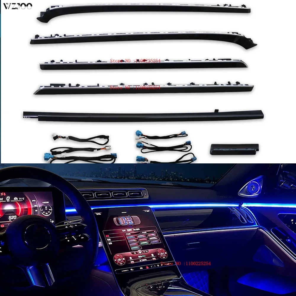 

W223 Светодиодная активная 3D вспышка для Mercedes Benz W223 S-Class S450L S400L S500L Многоцветная атмосферная лампа Neon RGB LED