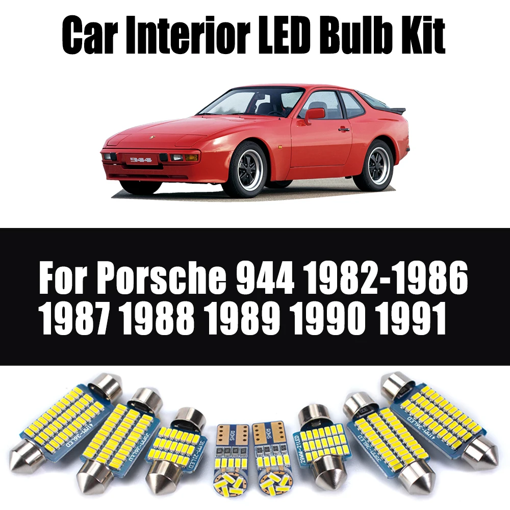 8Pcs For Porsche 944 1982-1988 1989 1990 1991 Car Accessories Vehicle LED Interior Dome Map Trunk Light Kit Canbus Reading Bulbs