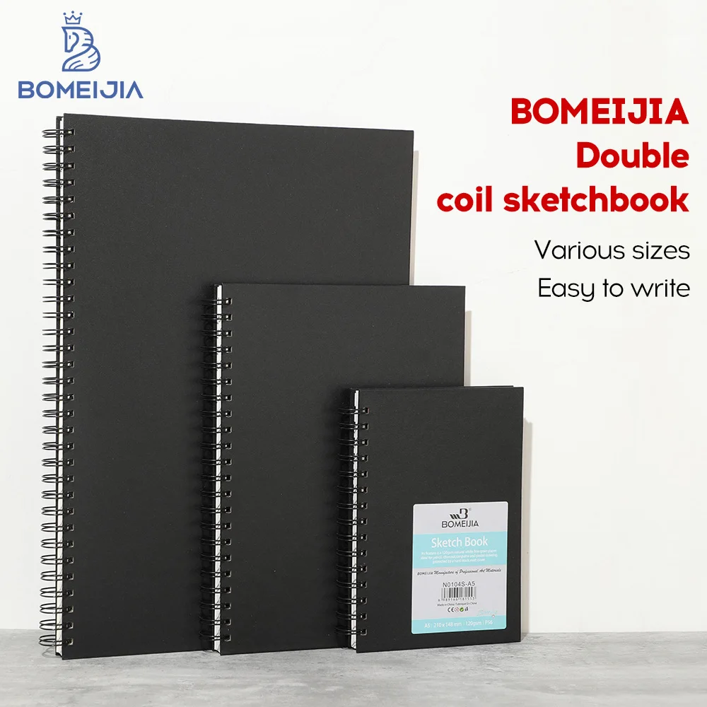 BOMEJIA 56 Sheets 120g Double Spiral Hardcover Blank Sketchbook A3 A4 A5 Thick Cardboard, Tearable