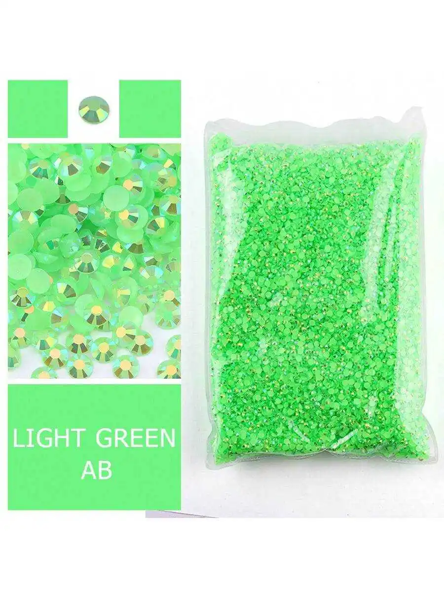 Großhandel Jelly Color AB Transparente AB 2mm, 3mm, 4mm, 5mm Facetten Flache Rückseite Harz-Strass für Nagelkunst und Kleidungsdekoration