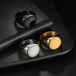 HNSP 316L Stainless Steel Round Smooth Simple Ring For Men Finger Jewelry Minimalist Style Accessories