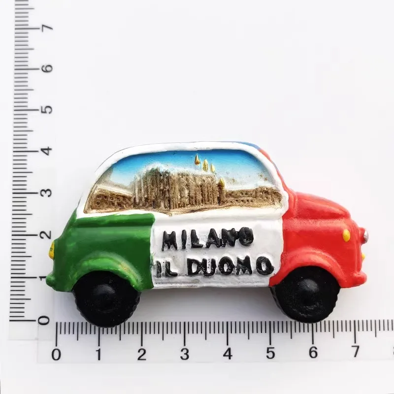 Milan Italy Creative landmark travel souvenir decorative crafts three-dimensional bus bicycle magnet refrigerator sticker