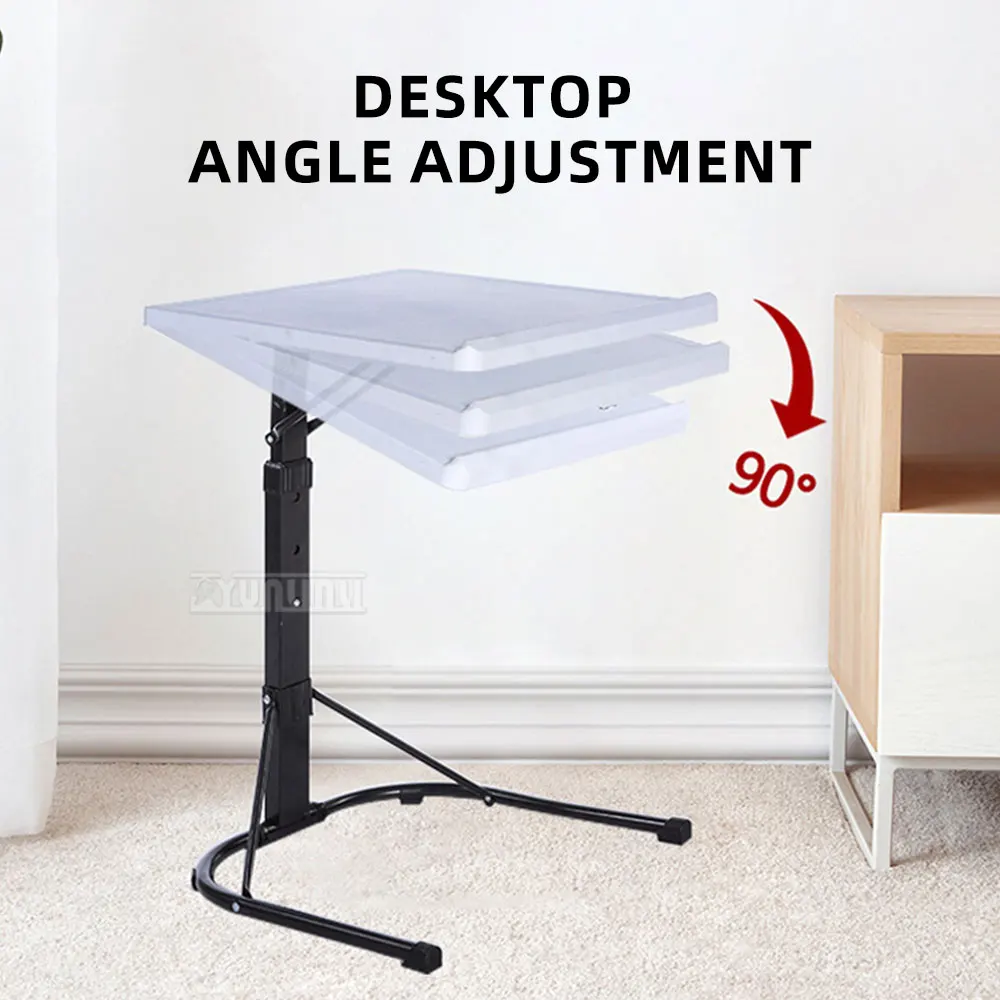 Vertical computer desk, movable and foldable portable desktop computer desk, floor-standing with adjustable height