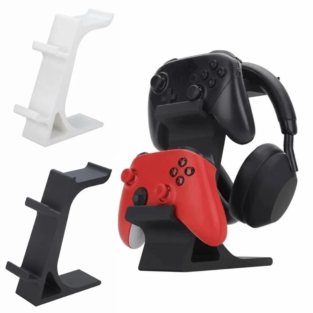 Soporte de exhibición para gamepad con impresión 3D, estante de almacenamiento estable de 2 niveles para controladores de juego con soporte para auriculares