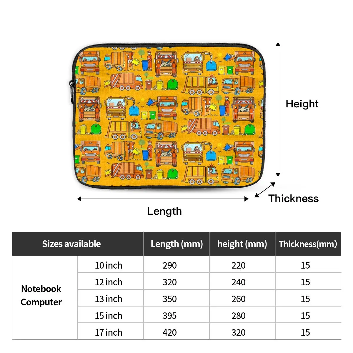 Trashtrucks Rubbish Collection Vehicles Notebook Laptop Bag  10 12 13 15 17 Inch For Macbook Air Pro Tablet Shockproof Case Bag