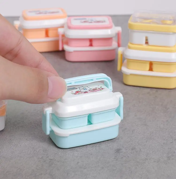 DIY Mini Doppelschichtige Lunchbox im Maßstab 1:12, Niedliche Essensbox für Puppenhaus-Miniatur-Lebensmittelaufbewahrung – Detail 17