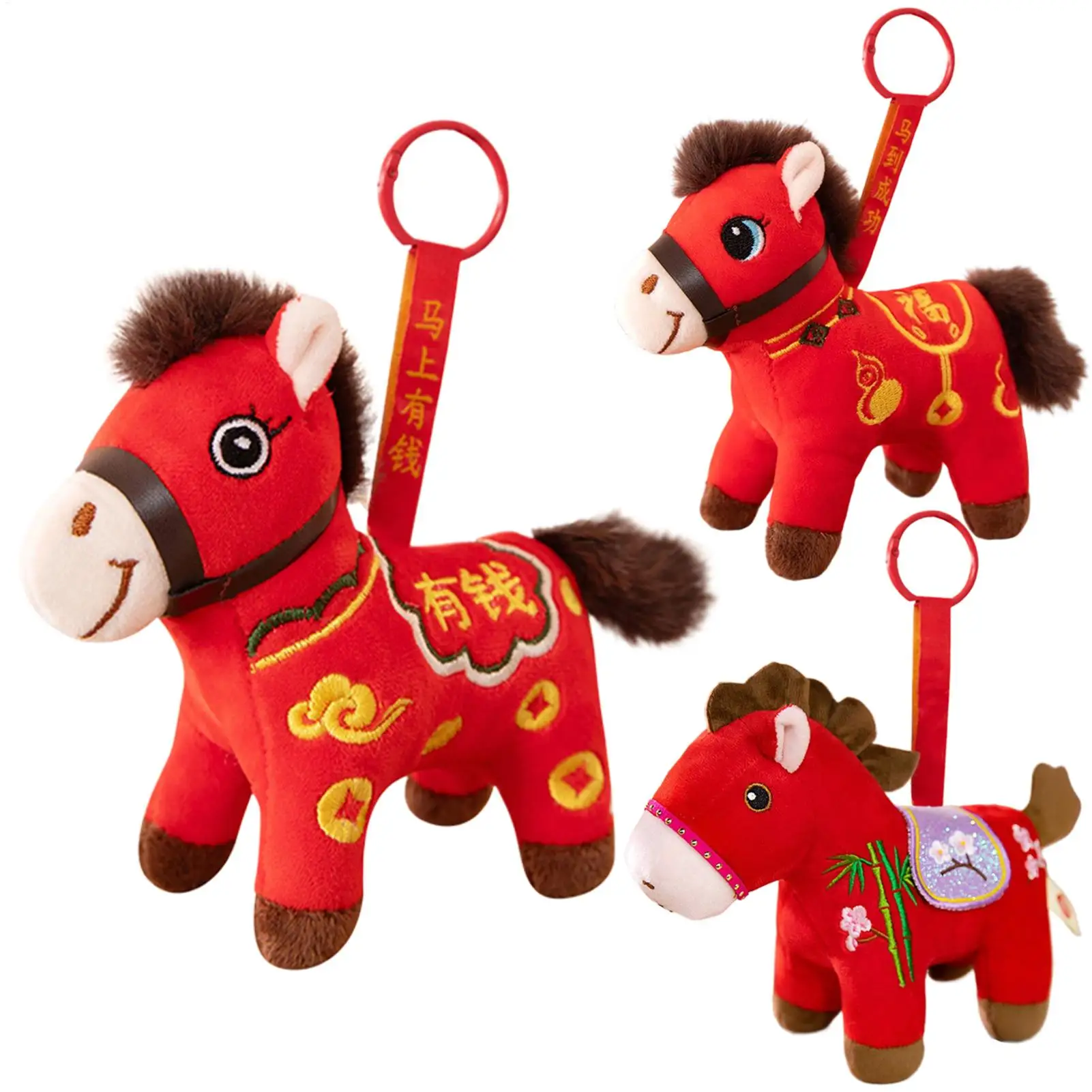2026 السنة الصينية الجديدة المفاتيح هدايا السنة القمرية الجديدة سنة الحصان المفاتيح الحصان زخرفة التميمة تمثال كيرينغ