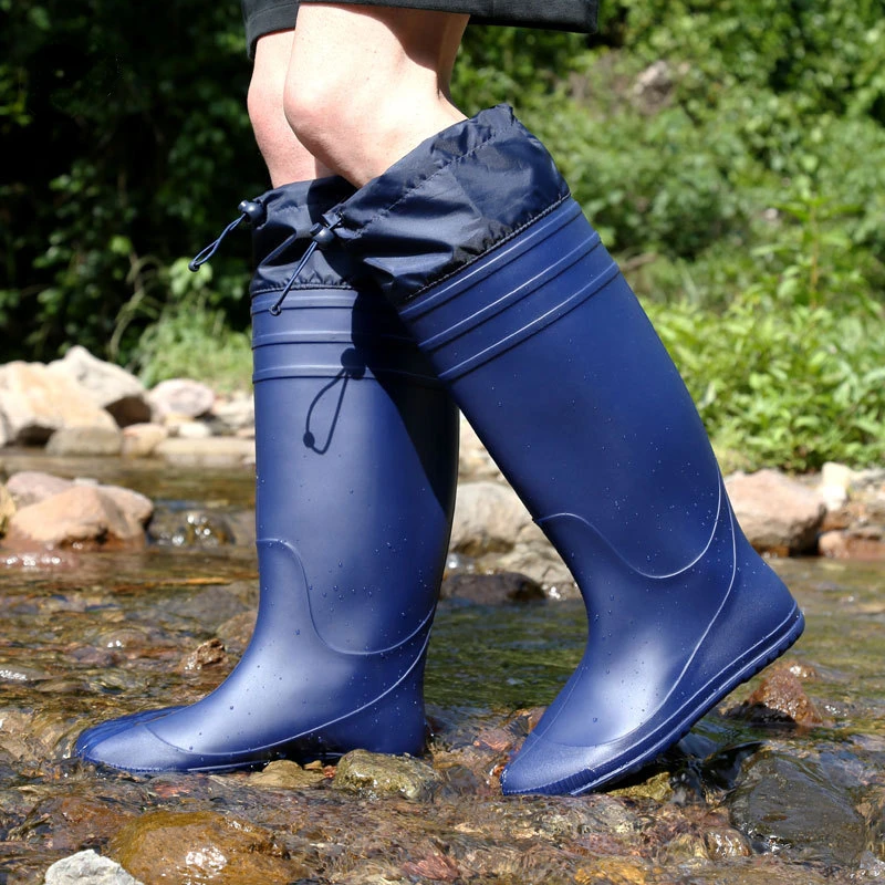 New Women Men's Fashion Knee-high PVC Bundled Rain Boots Outdoor Lovers Fishing Rainboots Waterproof Water Shoes Wellies Boots