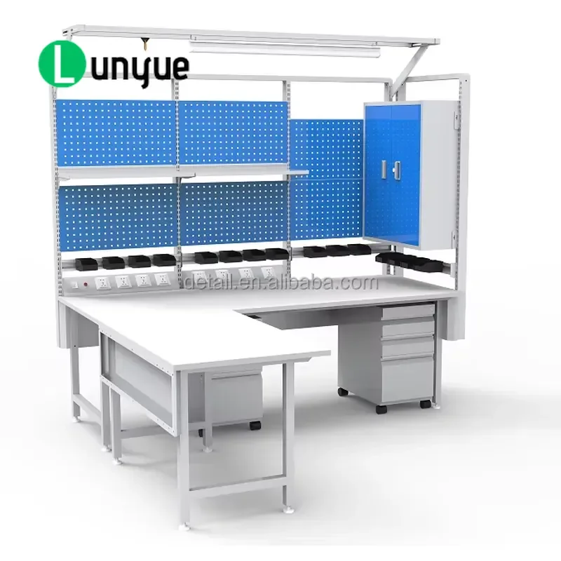 Heavy Duty Metal Garage Workbench with Storage Locker and Drawers Industrial Workshop Tool Table for Home Garage Organization