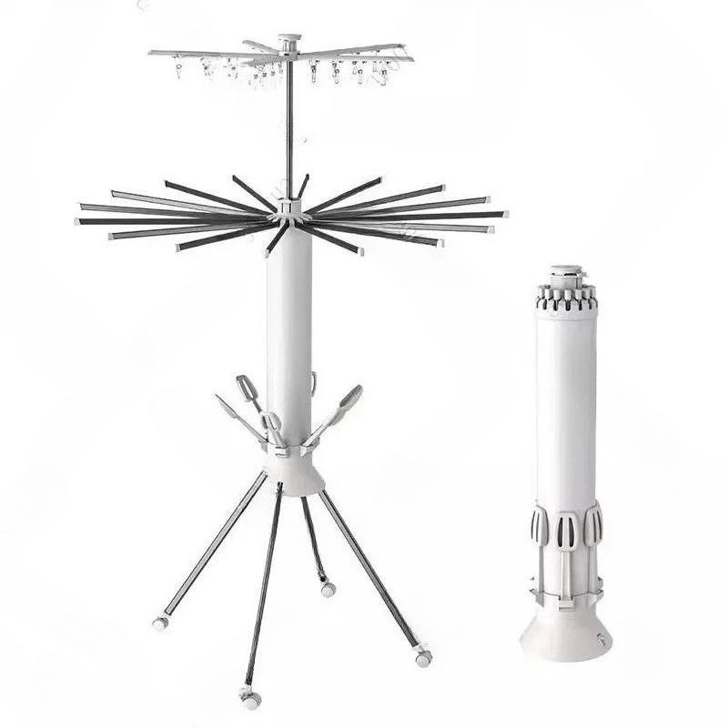 Folding Drying Rack Balcony Home Floor Free Installation Octopus Hanging Drying Rack Movable Invisible Aluminum Alloy Hanger
