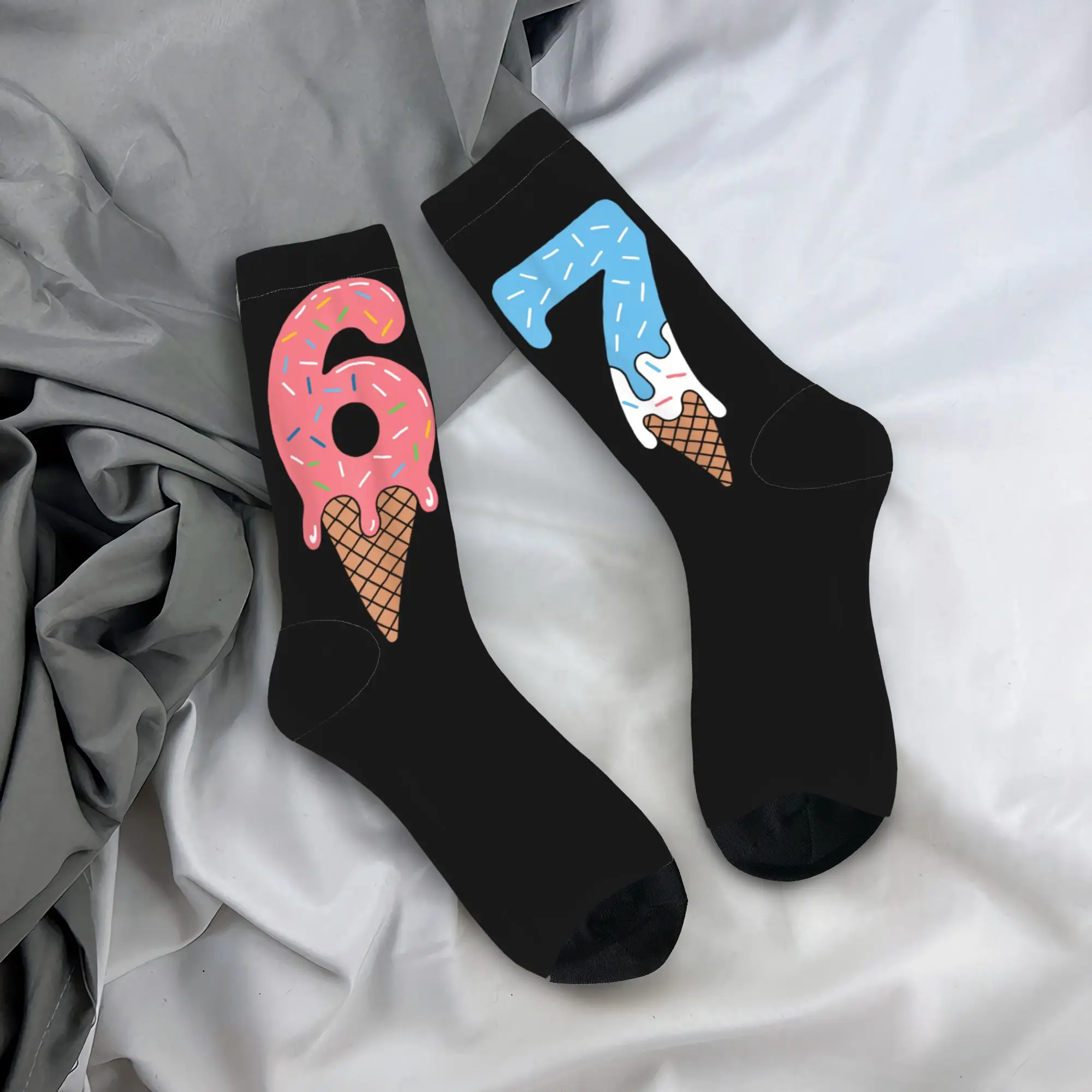 

Cool Six Seven Ice Cream Drip Cool Meme 67, футбольные носки, полиэстеровые носки для женщин и мужчин, нескользящие