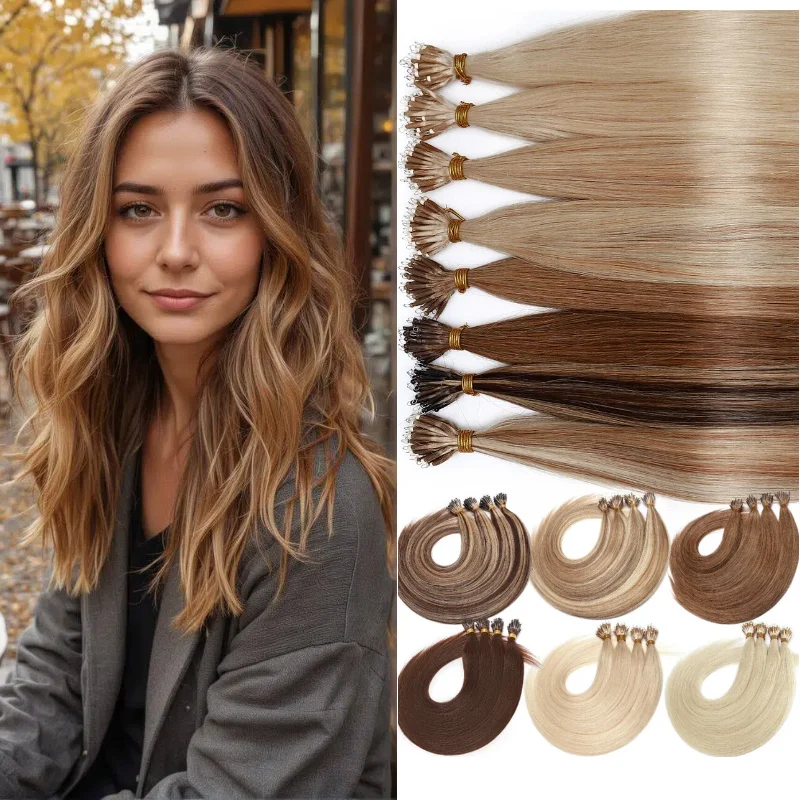 100-human-hair-nano-ring-weft-16inch-straight-2-4-for-thicker-hair-style-change-office-wholesale-dropship