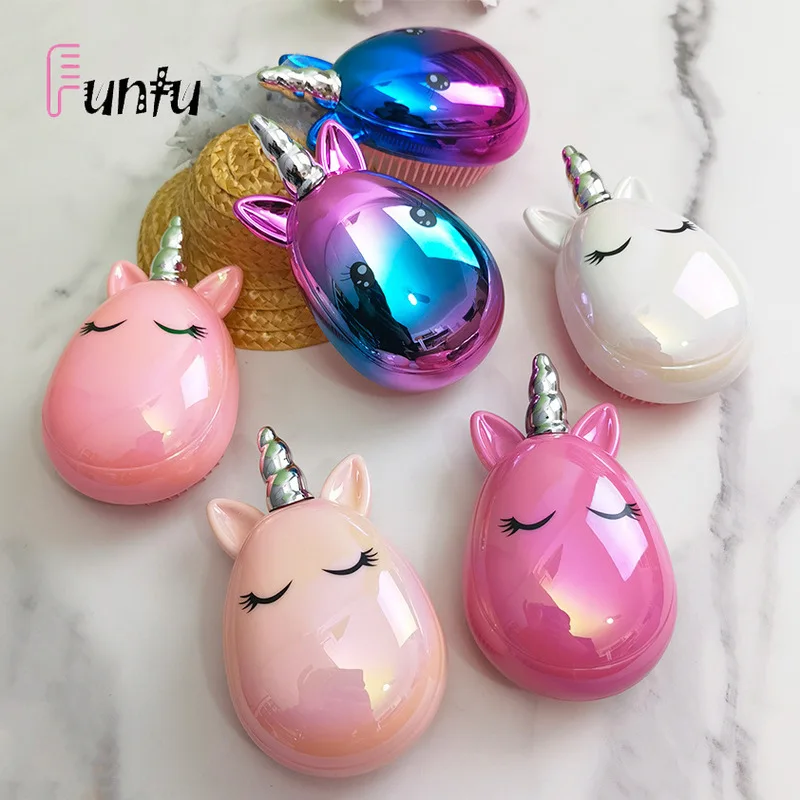 Children Small Hair Care Comb Cartoon Unicorn Head Massager High Quality Anti-static Comb Cute Kids Children Hairdressing Comb